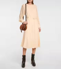 Robe à manches longues en soie - Macadamia Brown