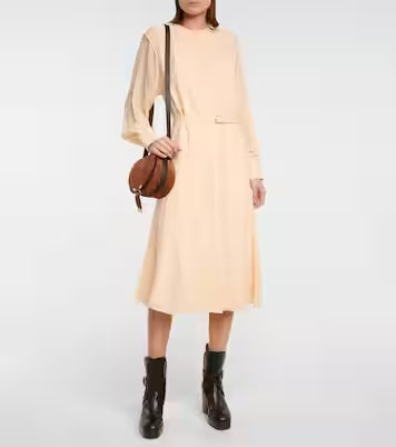 Robe à manches longues en soie - Macadamia Brown