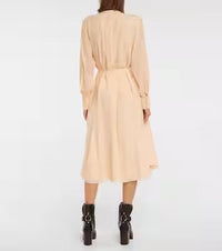 Robe à manches longues en soie - Macadamia Brown