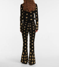 Pantalon évasé à motif étoiles - Light Gold & Black