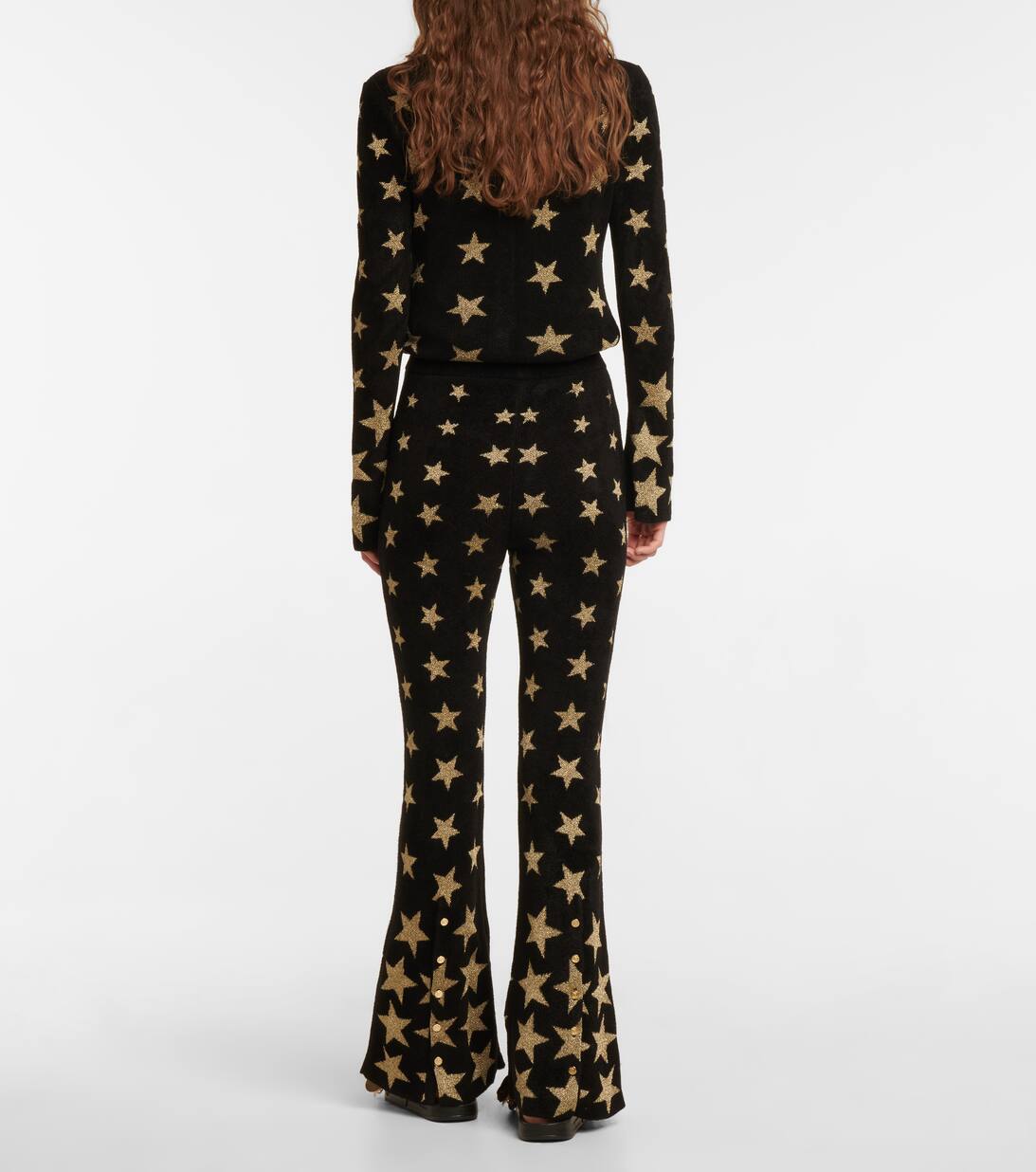 Pantalon évasé à motif étoiles - Light Gold & Black