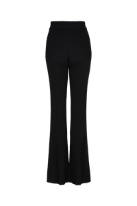 Pantalon taille haute coupe flare en laine - Noir