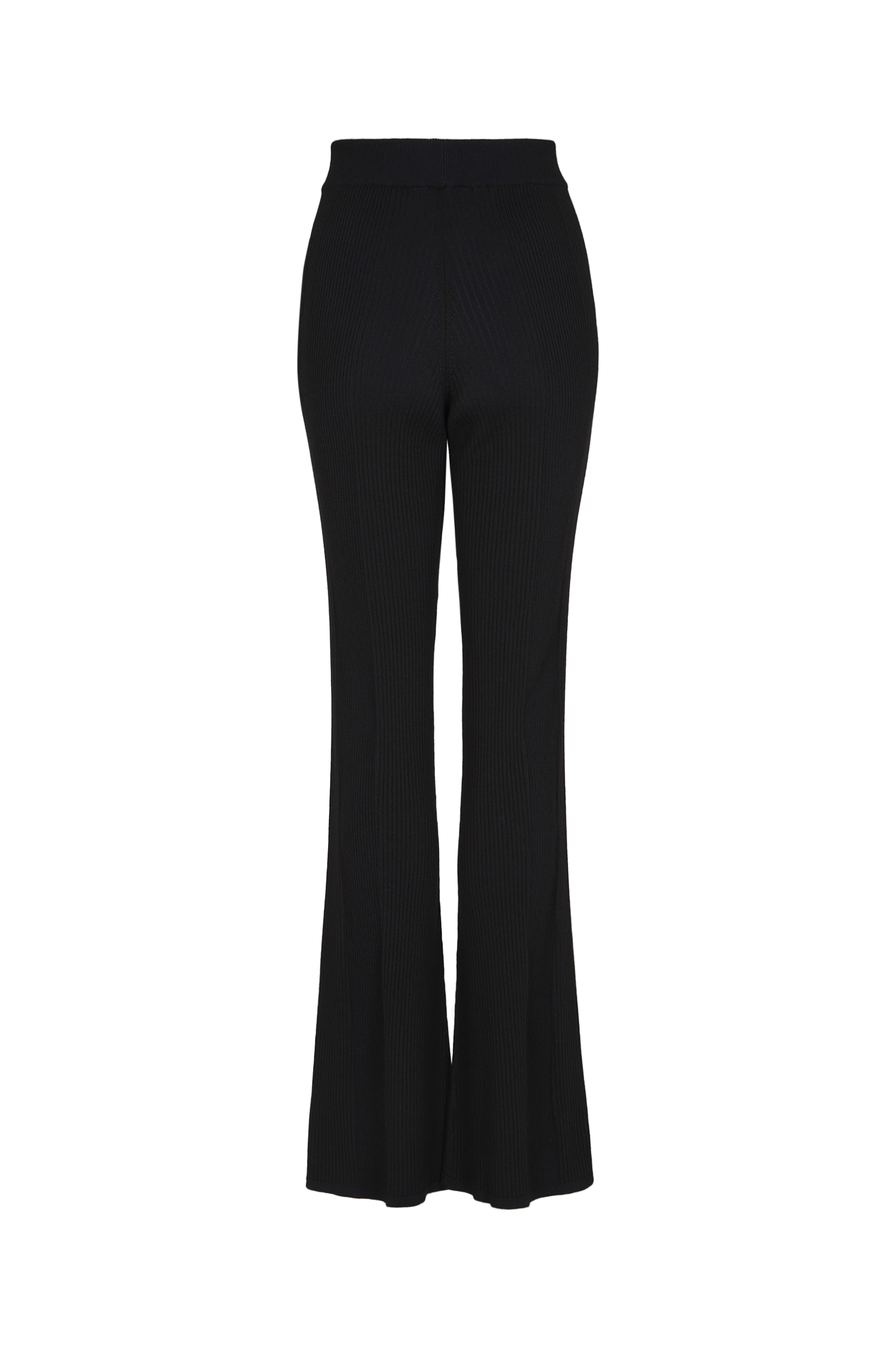 Pantalon taille haute coupe flare en laine - Noir