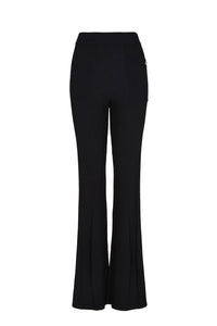 Pantalon taille haute coupe flare en laine - Noir