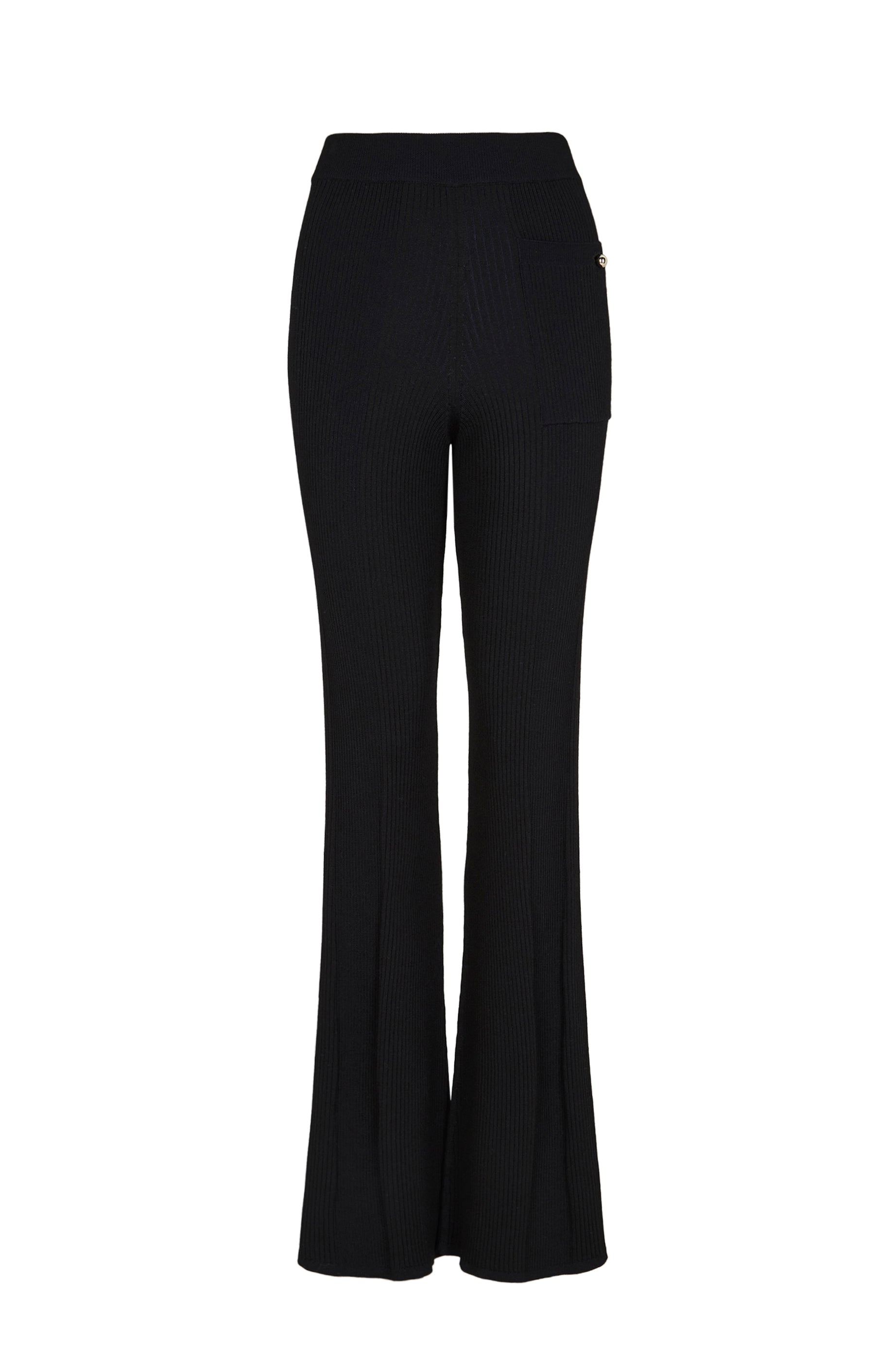 Pantalon taille haute coupe flare en laine - Noir