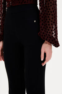 Pantalon taille haute coupe flare en laine - Noir