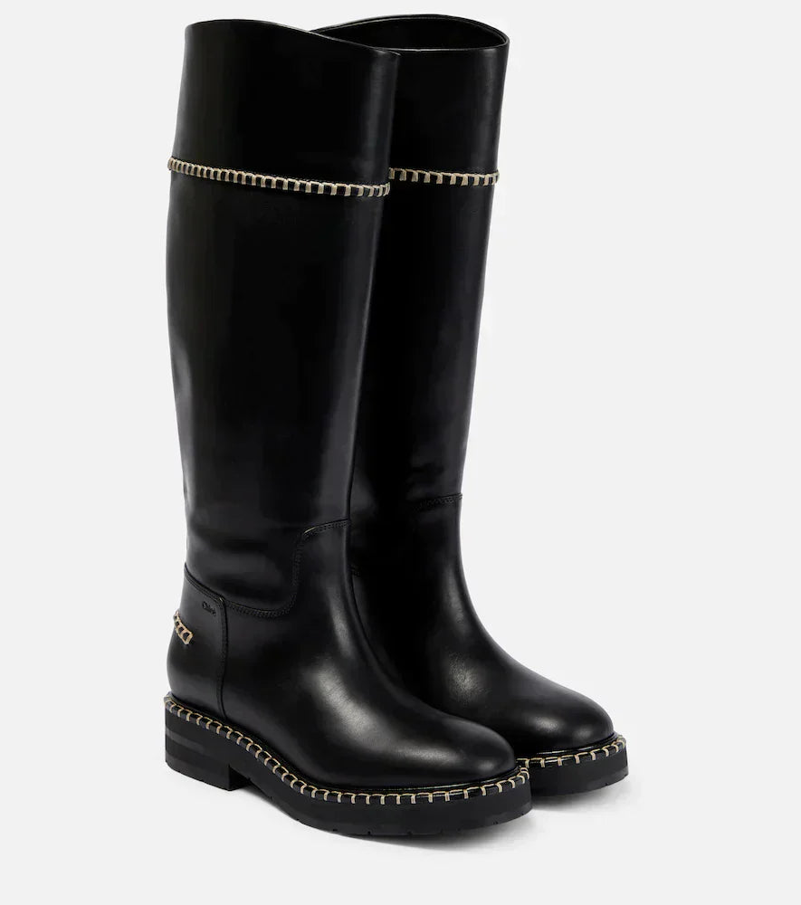 Bottes tube Noua en cuir - White & Black