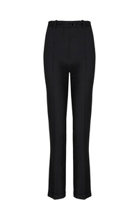 Pantalon coupe cigarette en laine - Noir