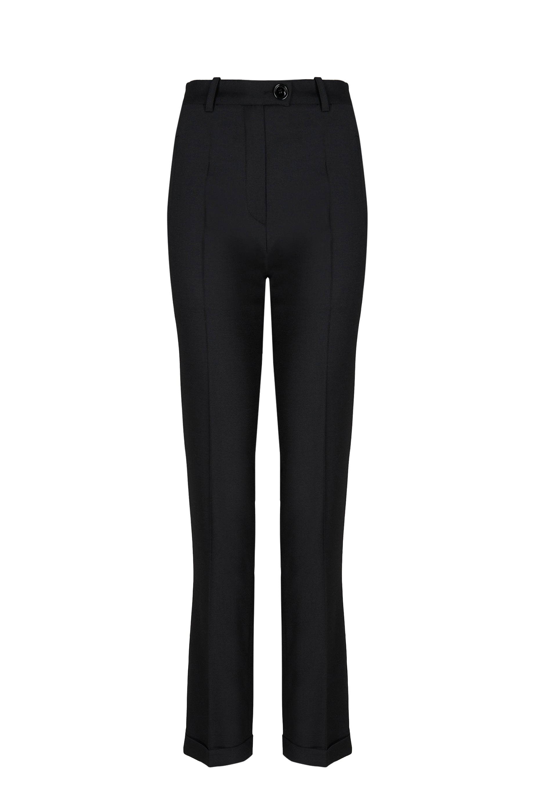 Pantalon coupe cigarette en laine - Noir