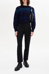 Pantalon coupe cigarette en laine - Noir