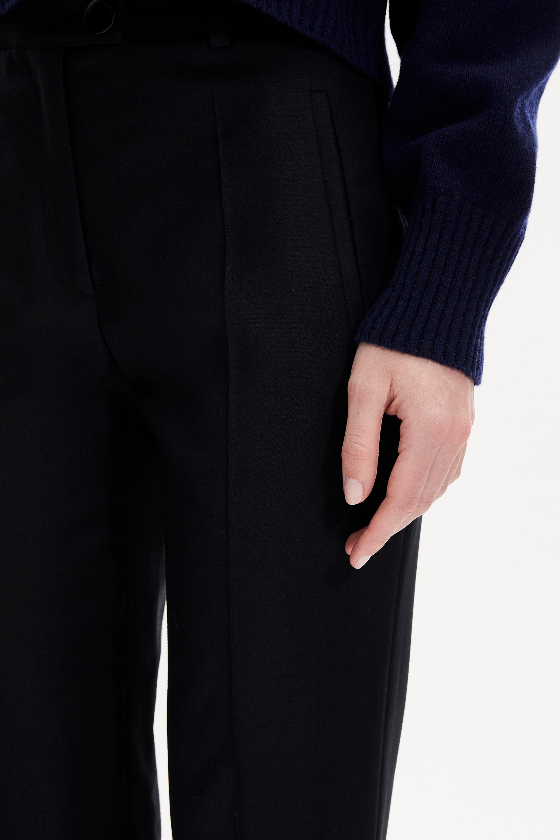 Pantalon coupe cigarette en laine - Noir