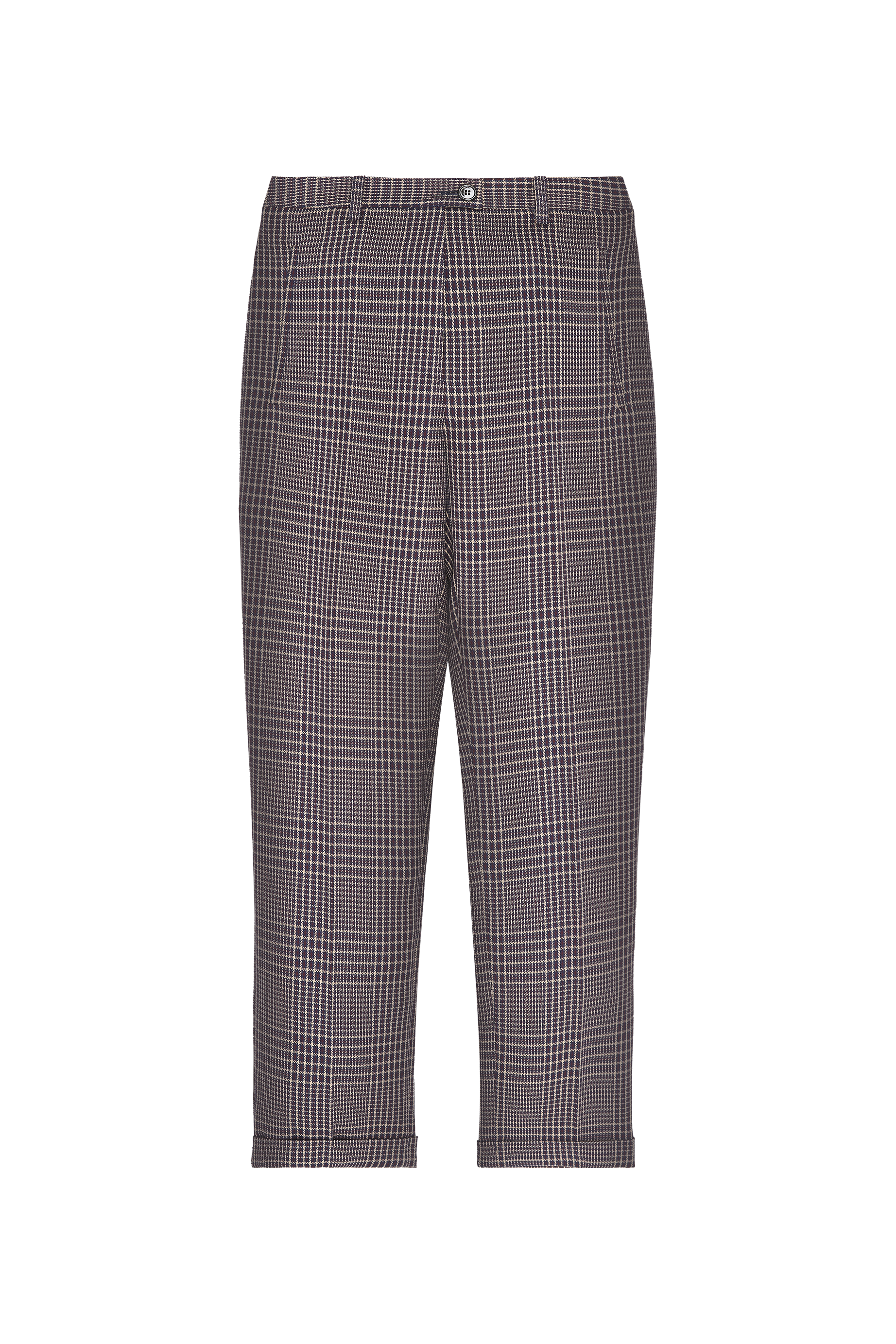 Pantalon coupe cigarette - Carreaux Navy & Brown