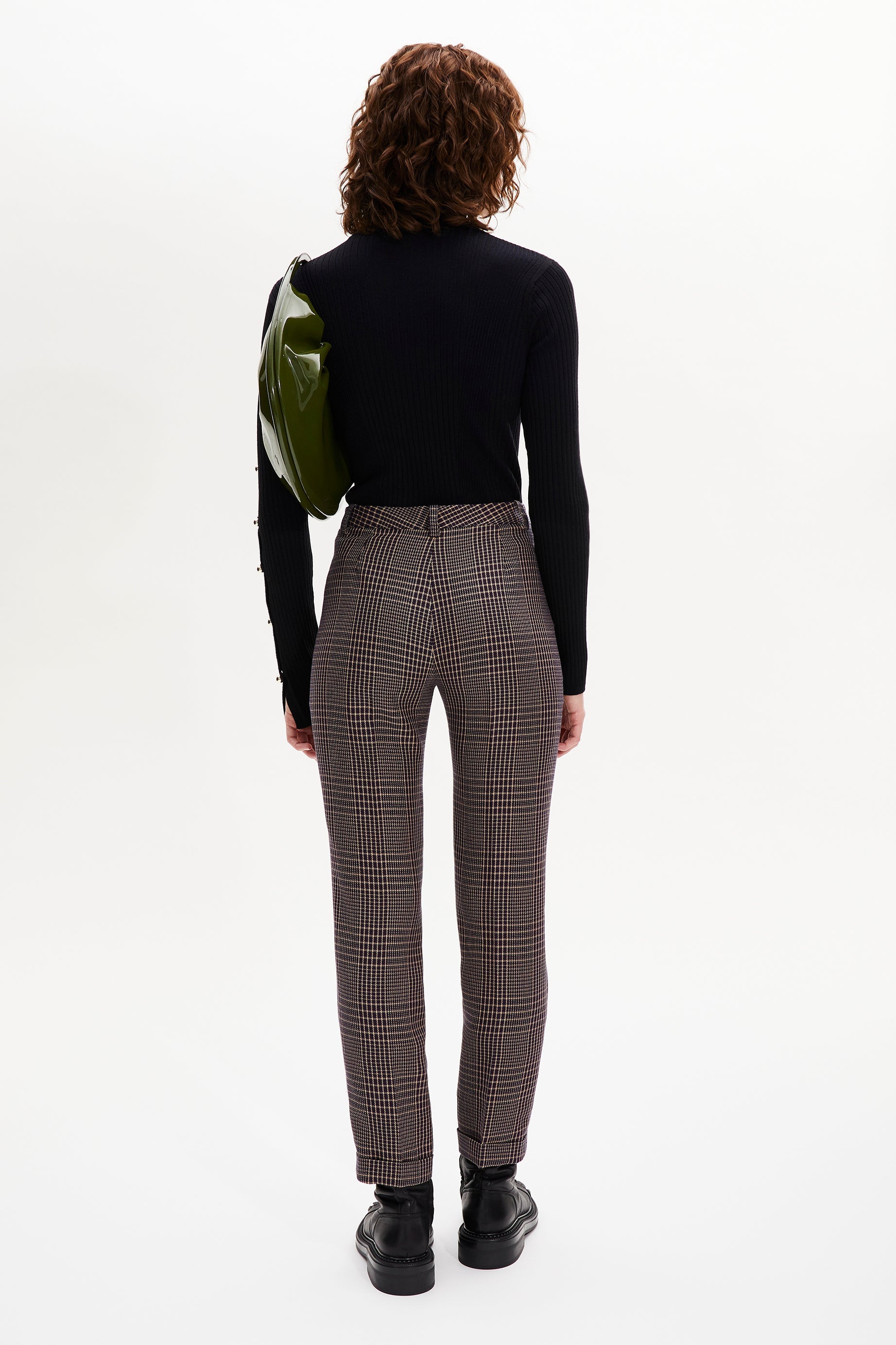 Pantalon coupe cigarette - Carreaux Navy & Brown