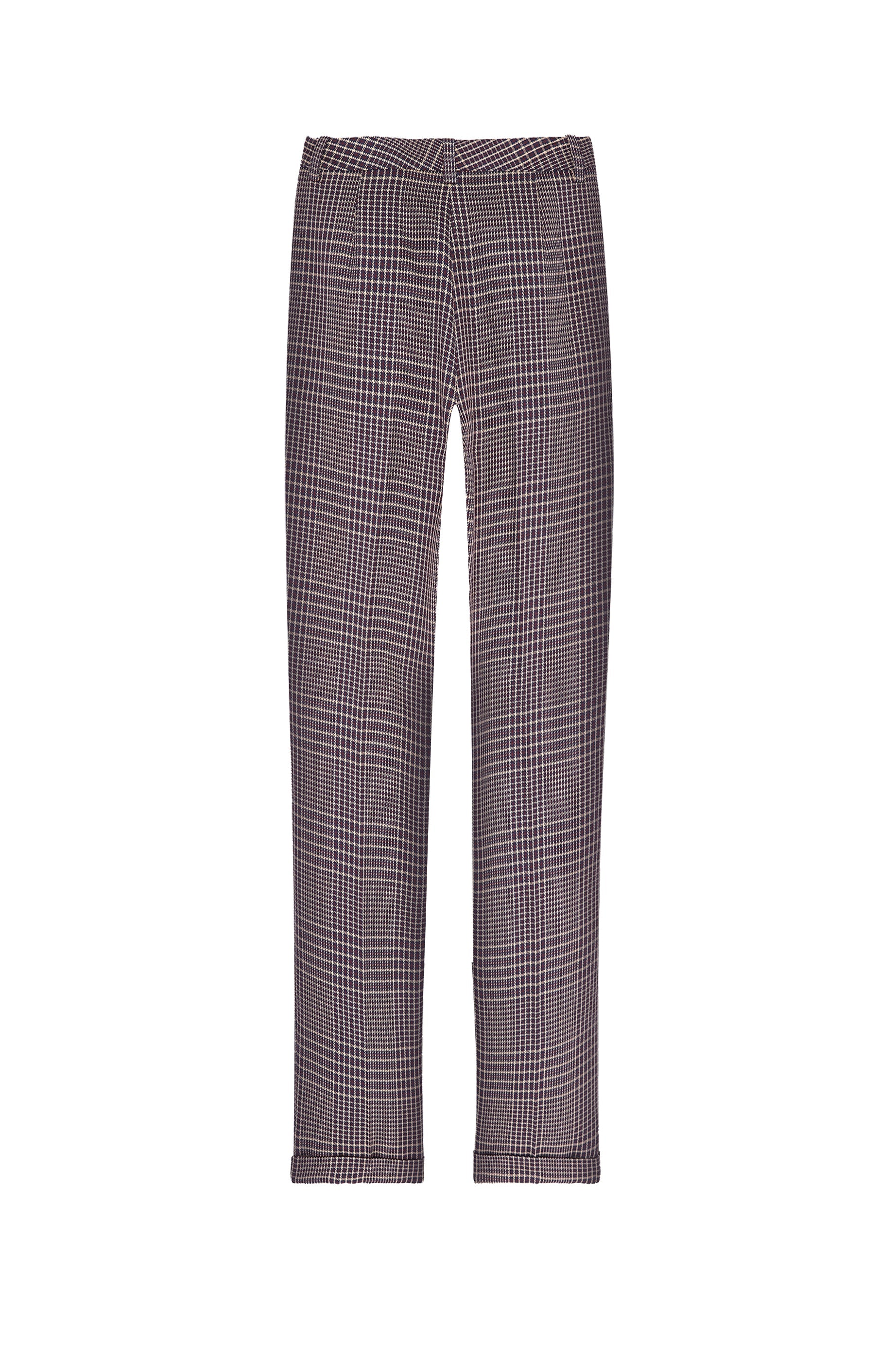 Pantalon coupe cigarette - Carreaux Navy & Brown