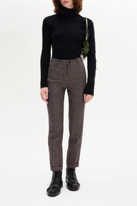 Pantalon coupe cigarette - Carreaux Navy & Brown