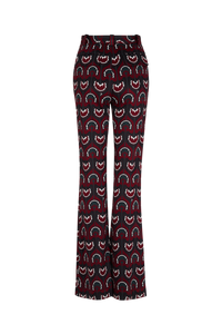 Pantalon à motifs coupe flare - Bordeaux
