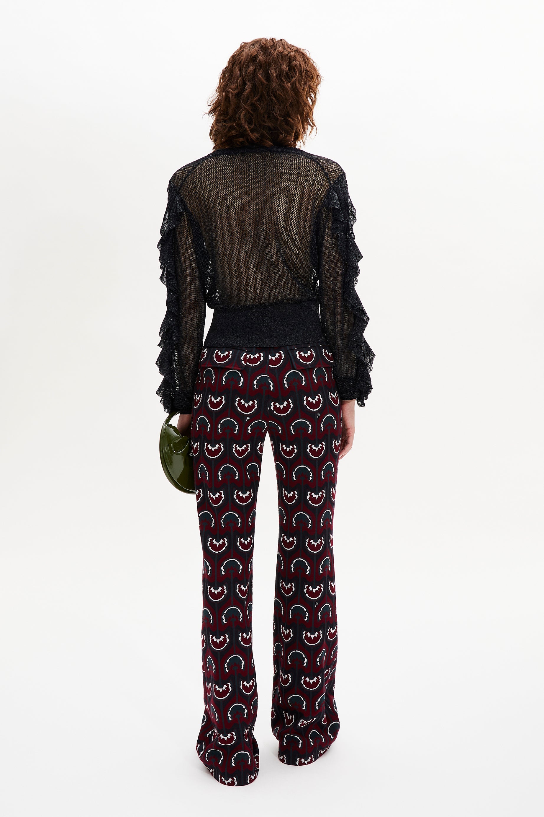 Pantalon à motifs coupe flare - Bordeaux