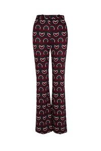 Pantalon à motifs coupe flare - Bordeaux