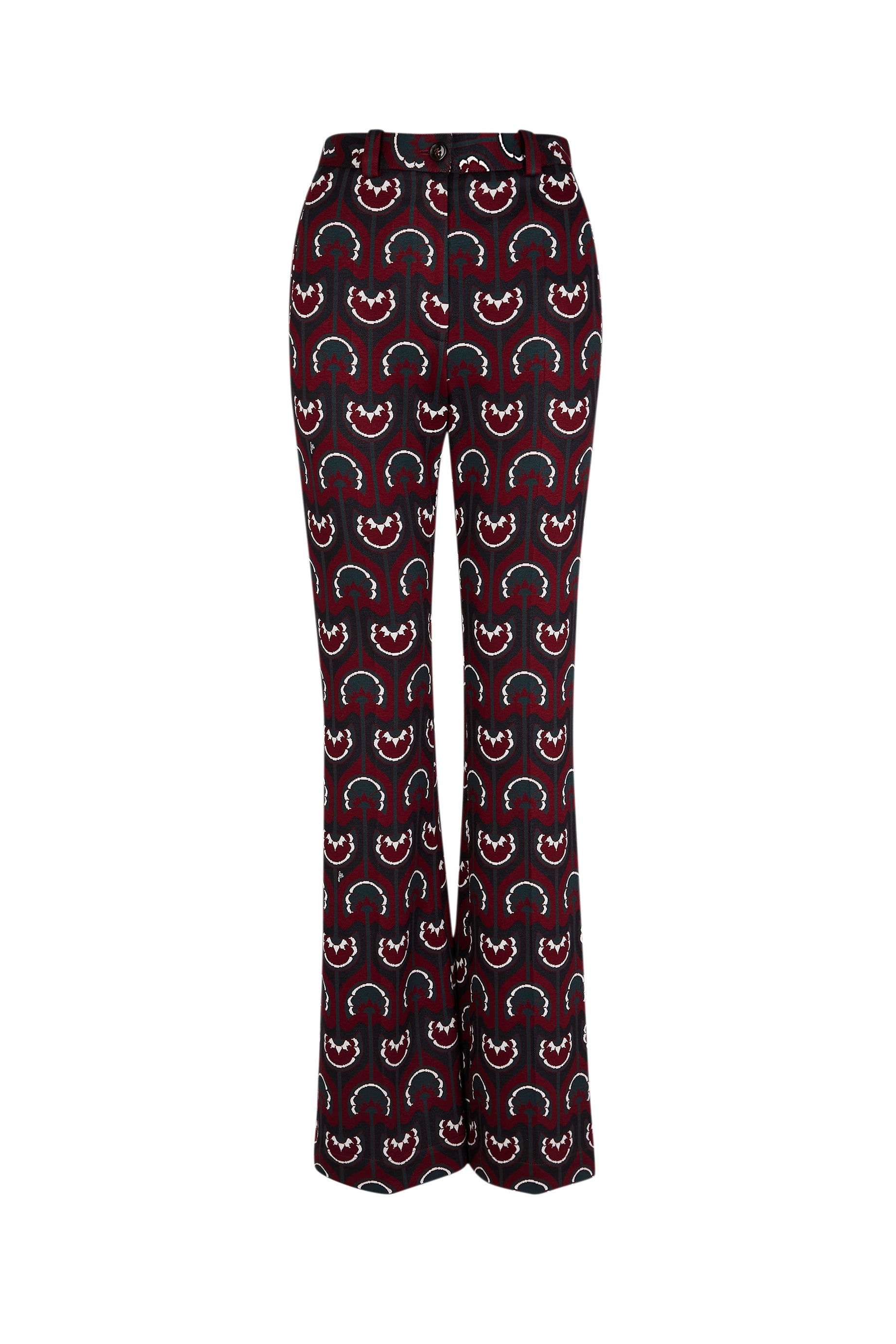 Pantalon à motifs coupe flare - Bordeaux