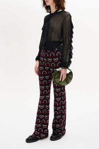 Pantalon à motifs coupe flare - Bordeaux