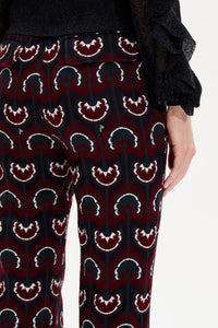 Pantalon à motifs coupe flare - Bordeaux