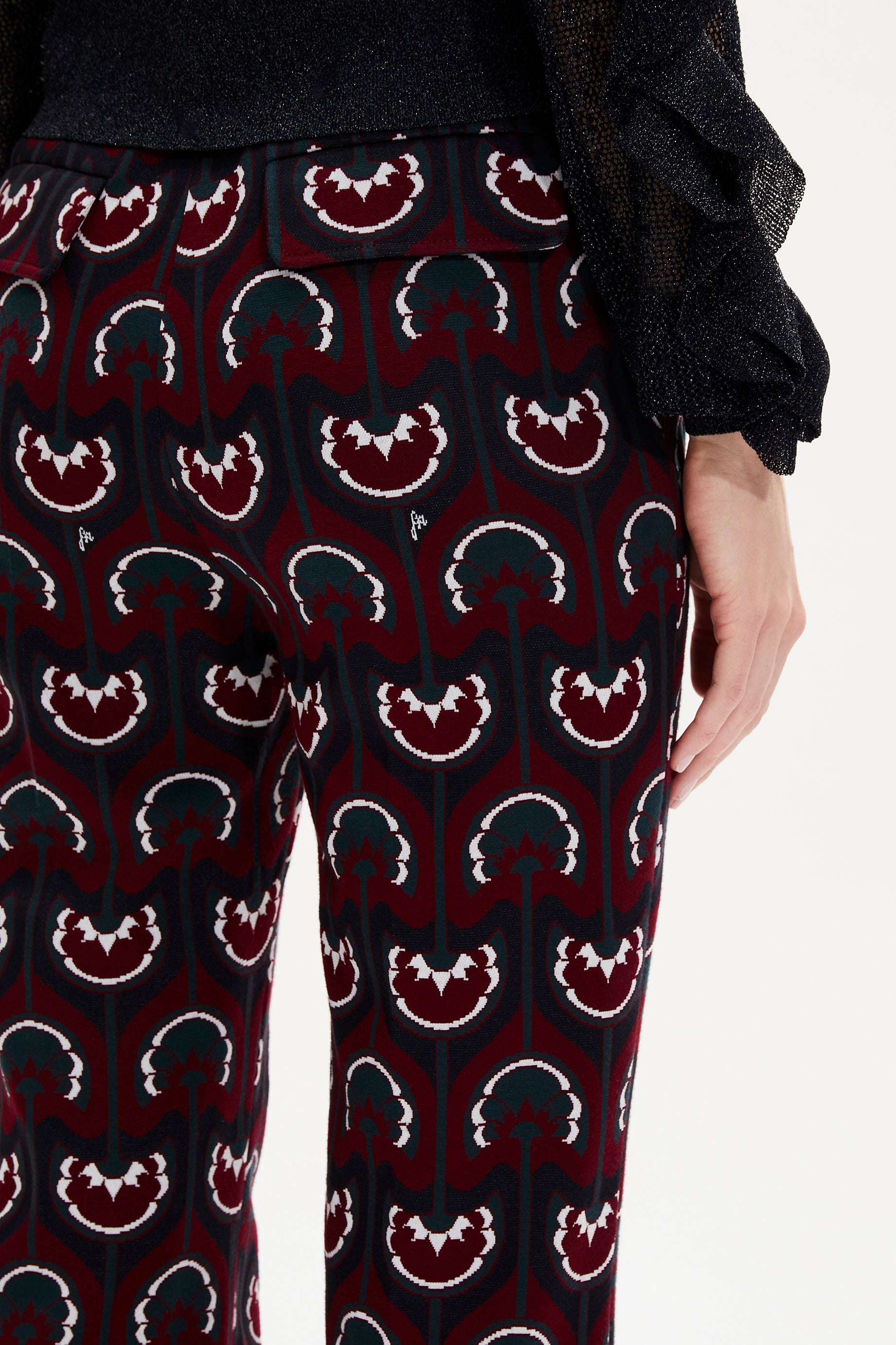 Pantalon à motifs coupe flare - Bordeaux