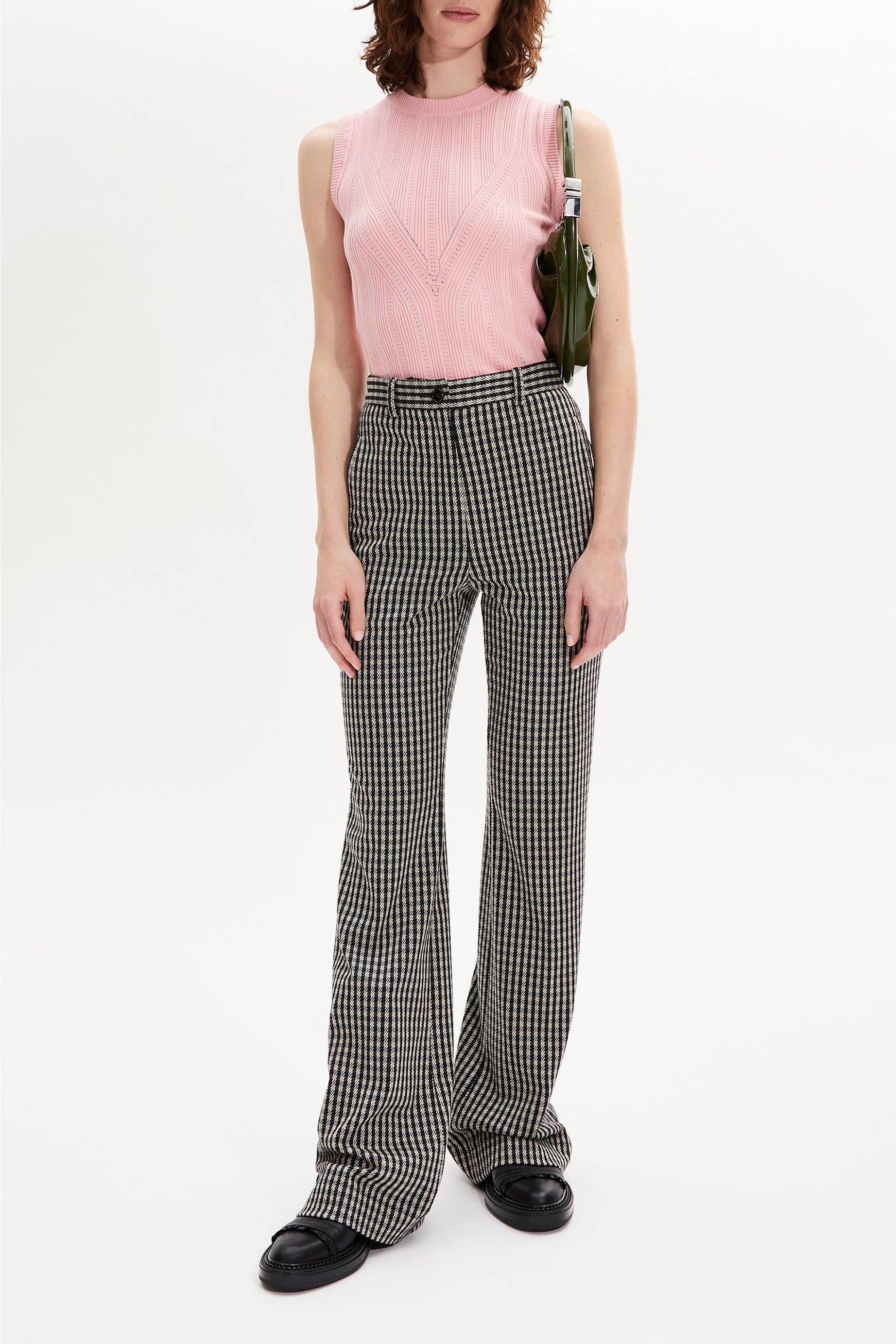 Pantalon à motifs coupe flare - Carreaux Noir & Blanc