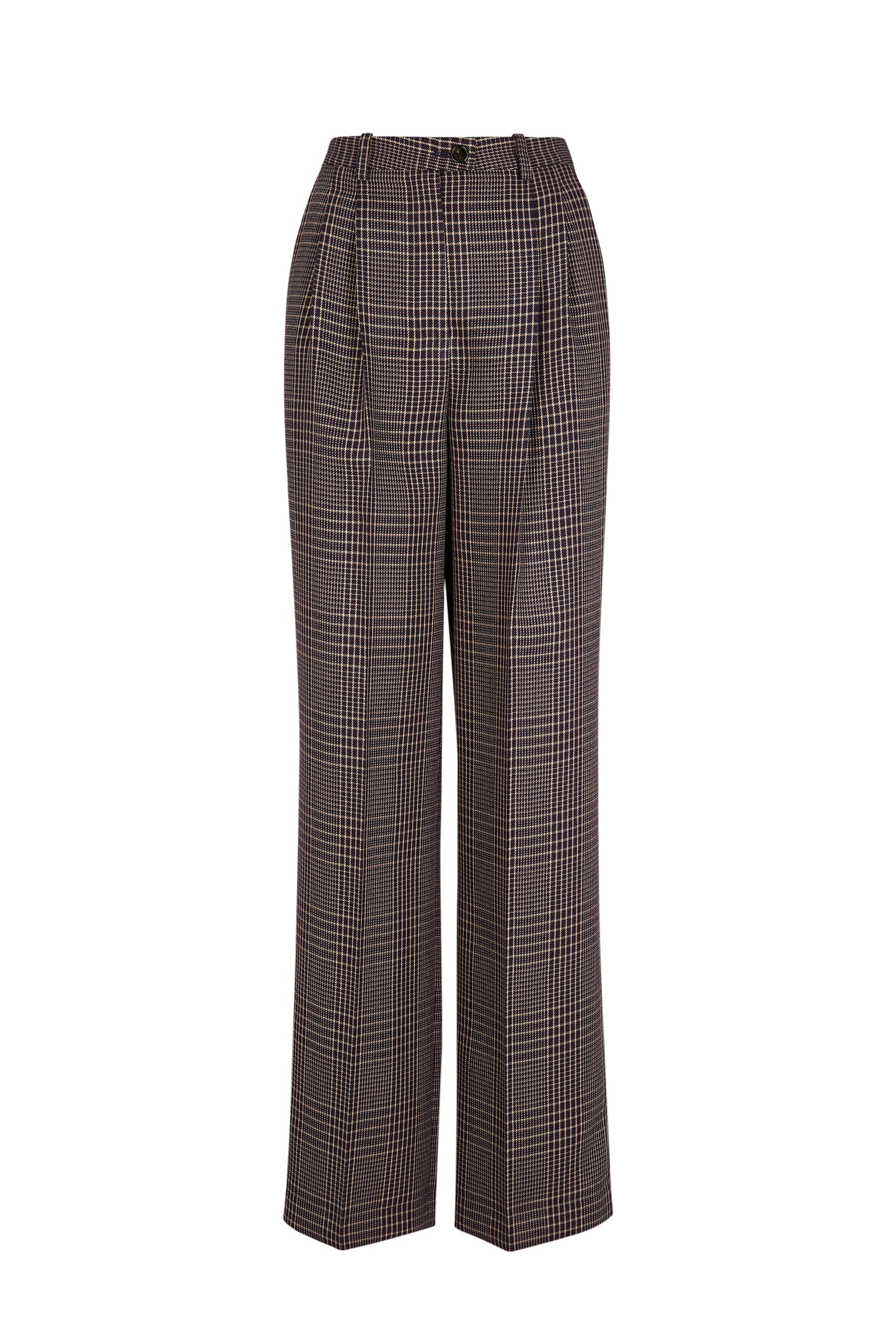 Pantalon à pinces - Carreaux Navy & Brown