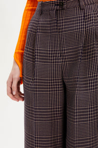 Pantalon à pinces - Carreaux Navy & Brown