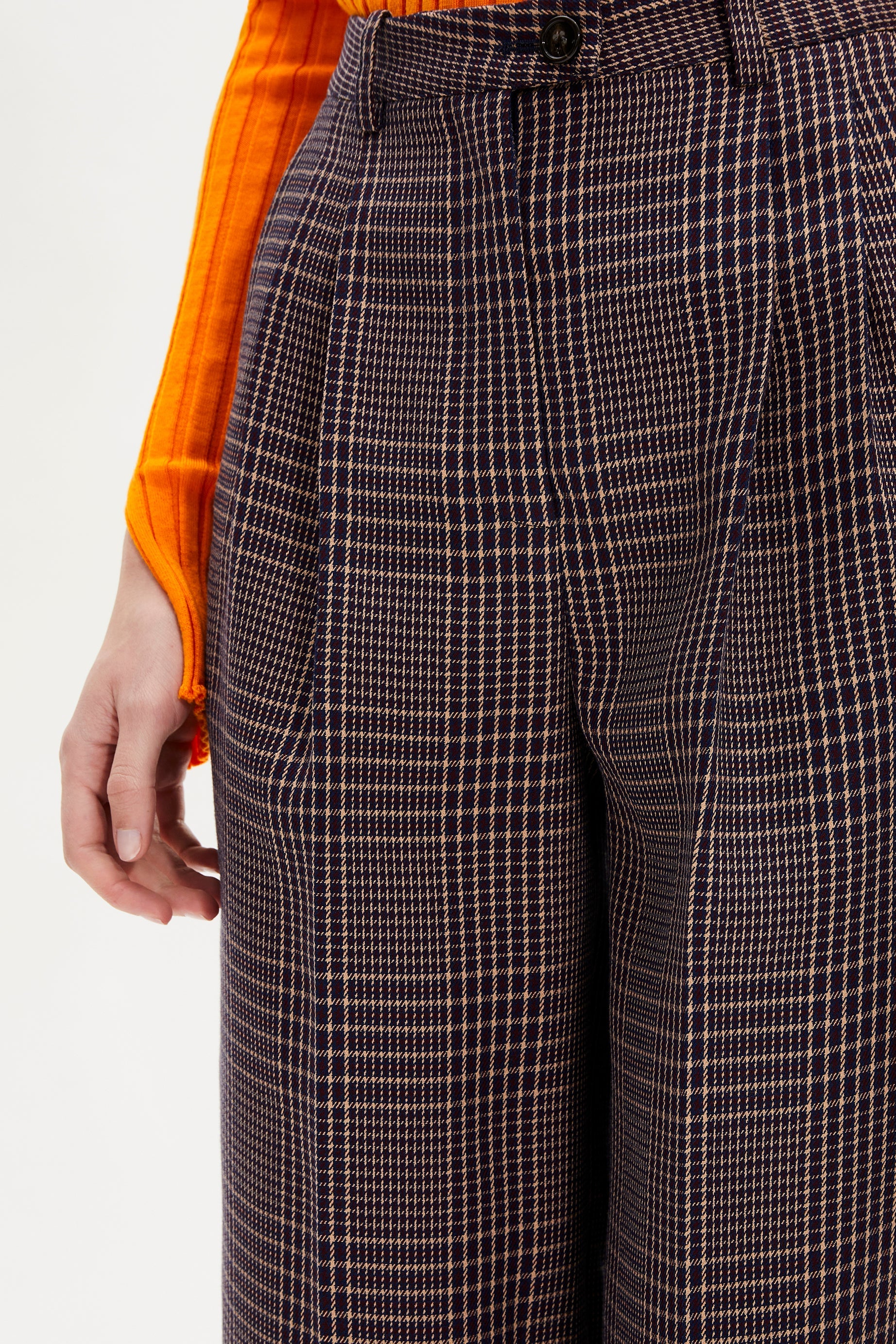 Pantalon à pinces - Carreaux Navy & Brown