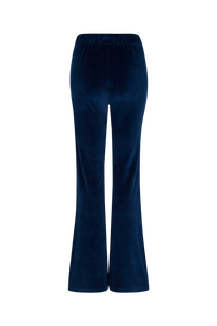 Pantalon effet peau de pêche coupe flare - Bleu Canard
