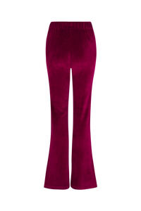 Pantalon effet peau de pêche coupe flare - Framboise