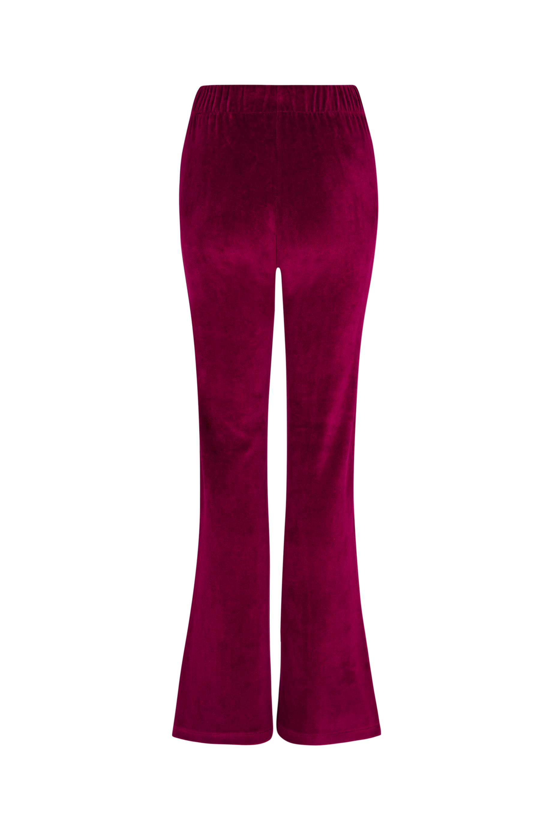 Pantalon effet peau de pêche coupe flare - Framboise