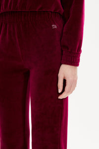 Pantalon effet peau de pêche coupe flare - Framboise