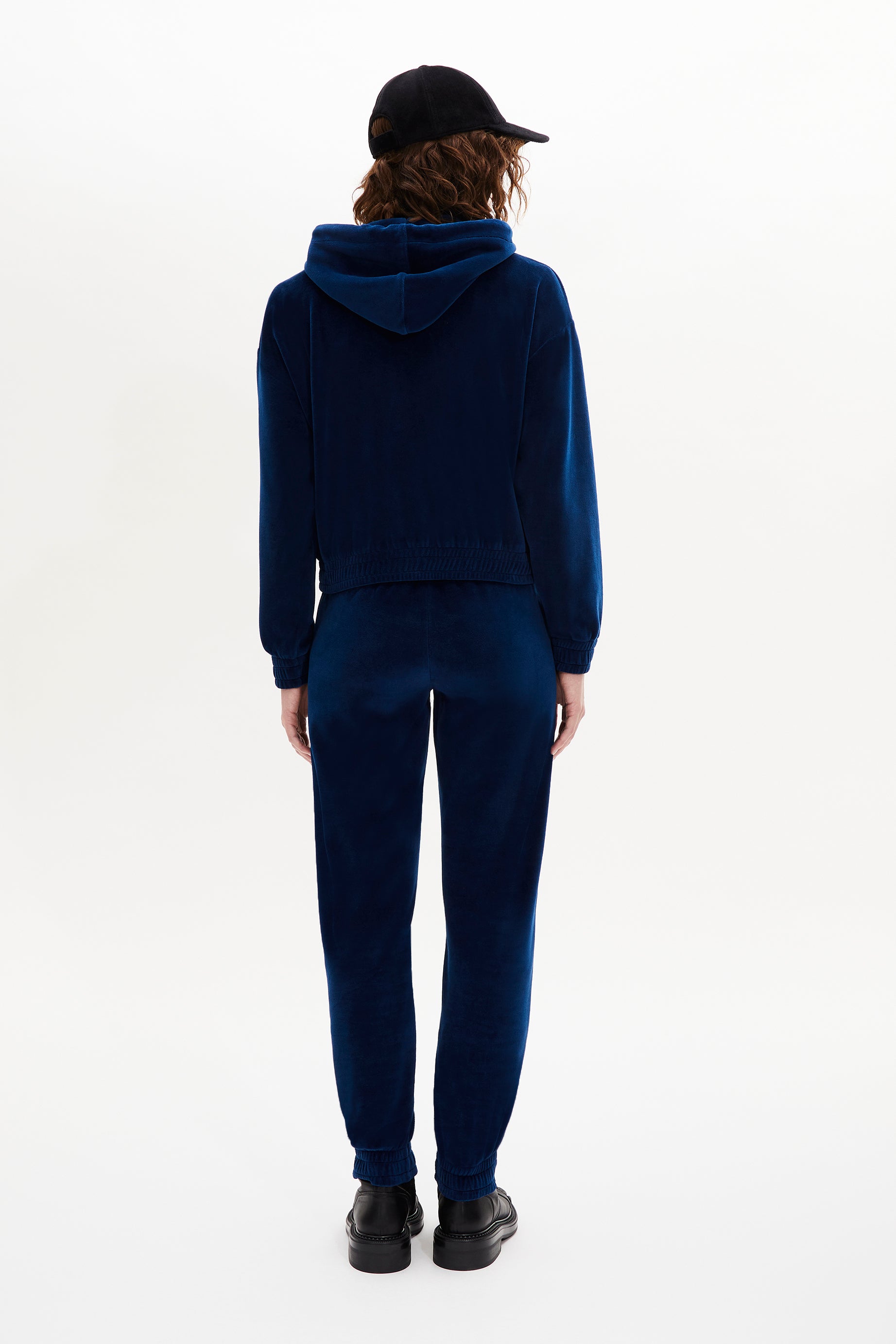Pantalon jogging effet peau de pêche - Bleu Canard