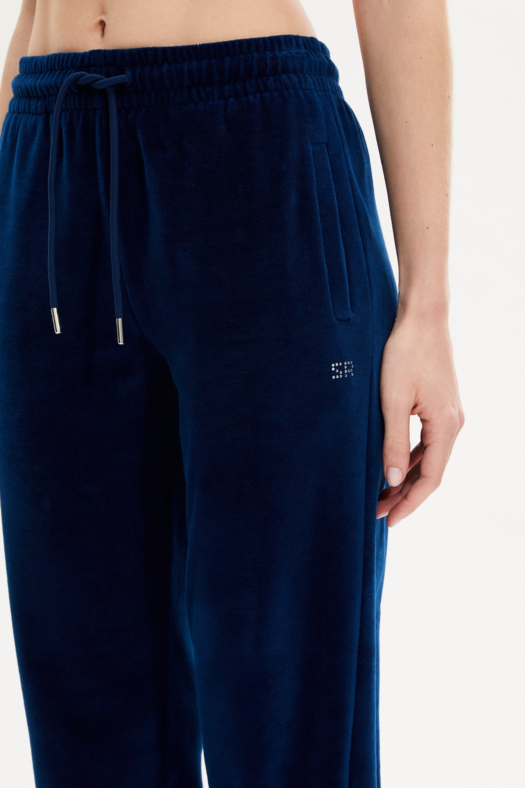 Pantalon jogging effet peau de pêche - Bleu Canard