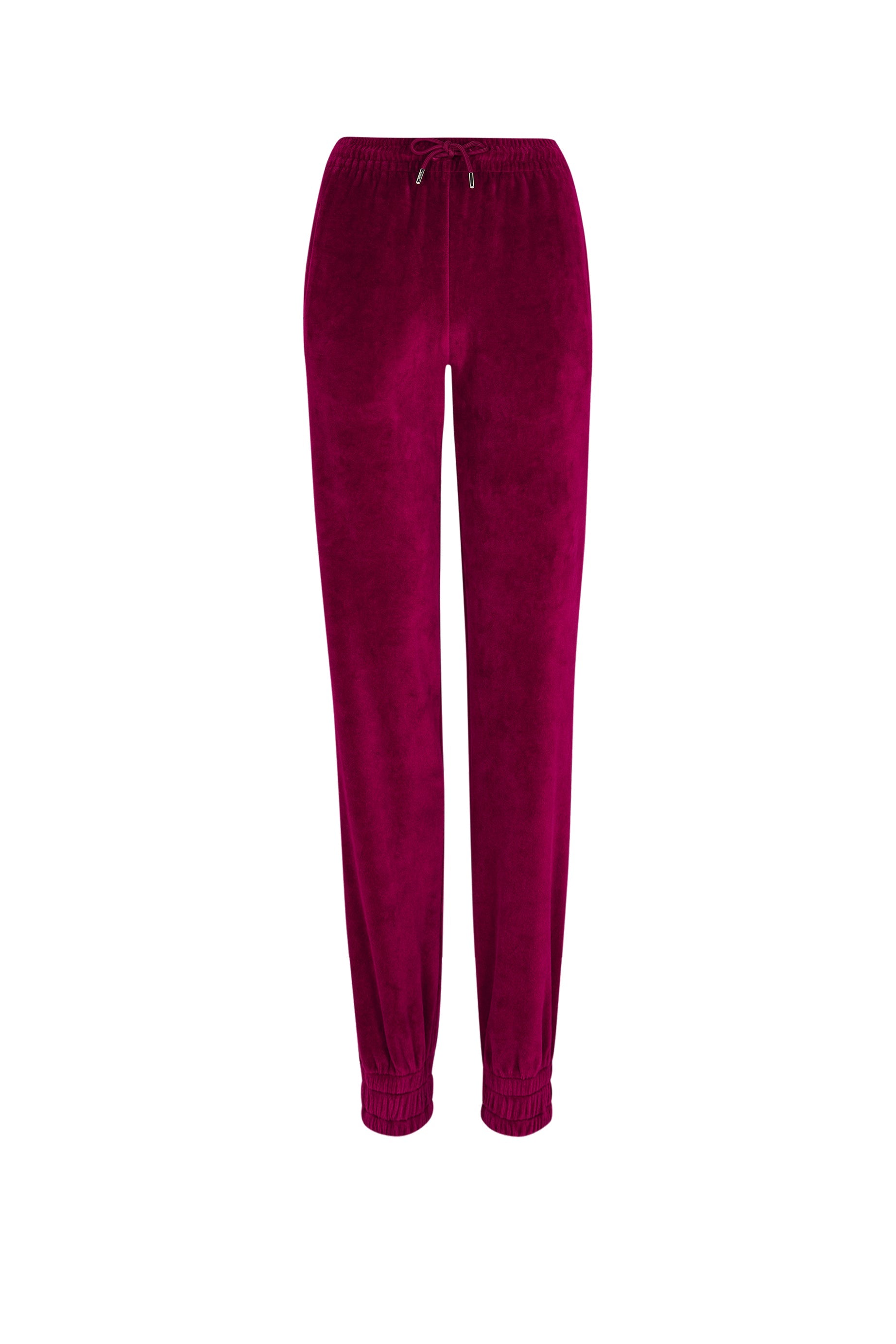 Pantalon jogging effet peau de pêche - Framboise