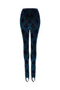 Pantalon taille haute à motifs baroque - Bleu