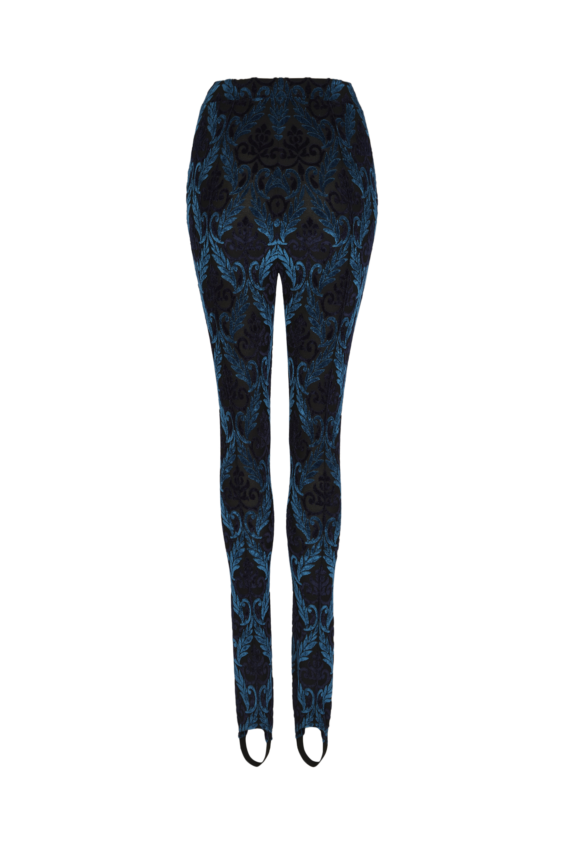Pantalon taille haute à motifs baroque - Bleu