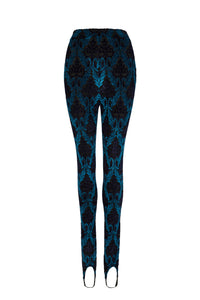 Pantalon taille haute à motifs baroque - Bleu