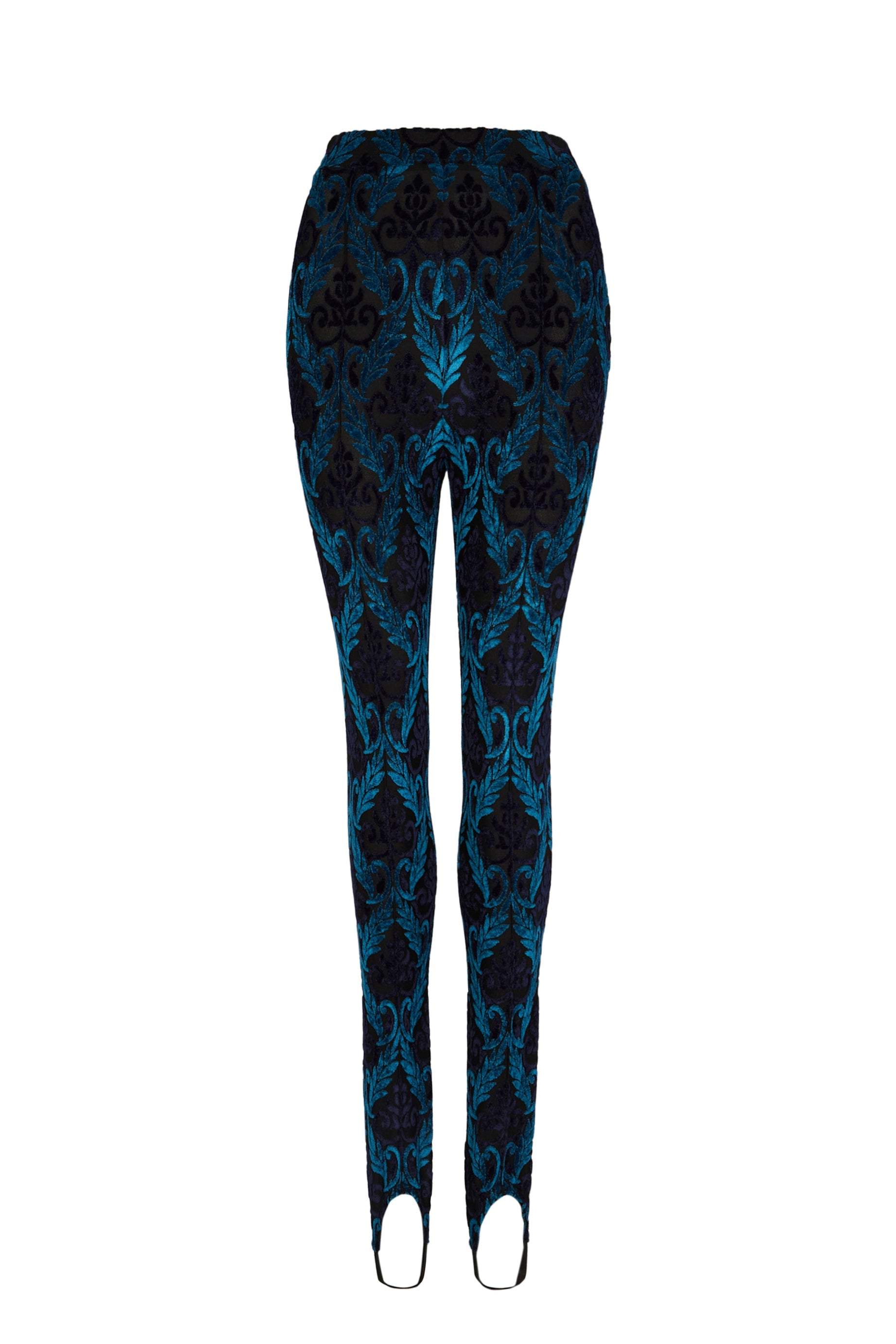 Pantalon taille haute à motifs baroque - Bleu