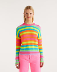 Pull à rayures multicolore en cachemire - Multicolored