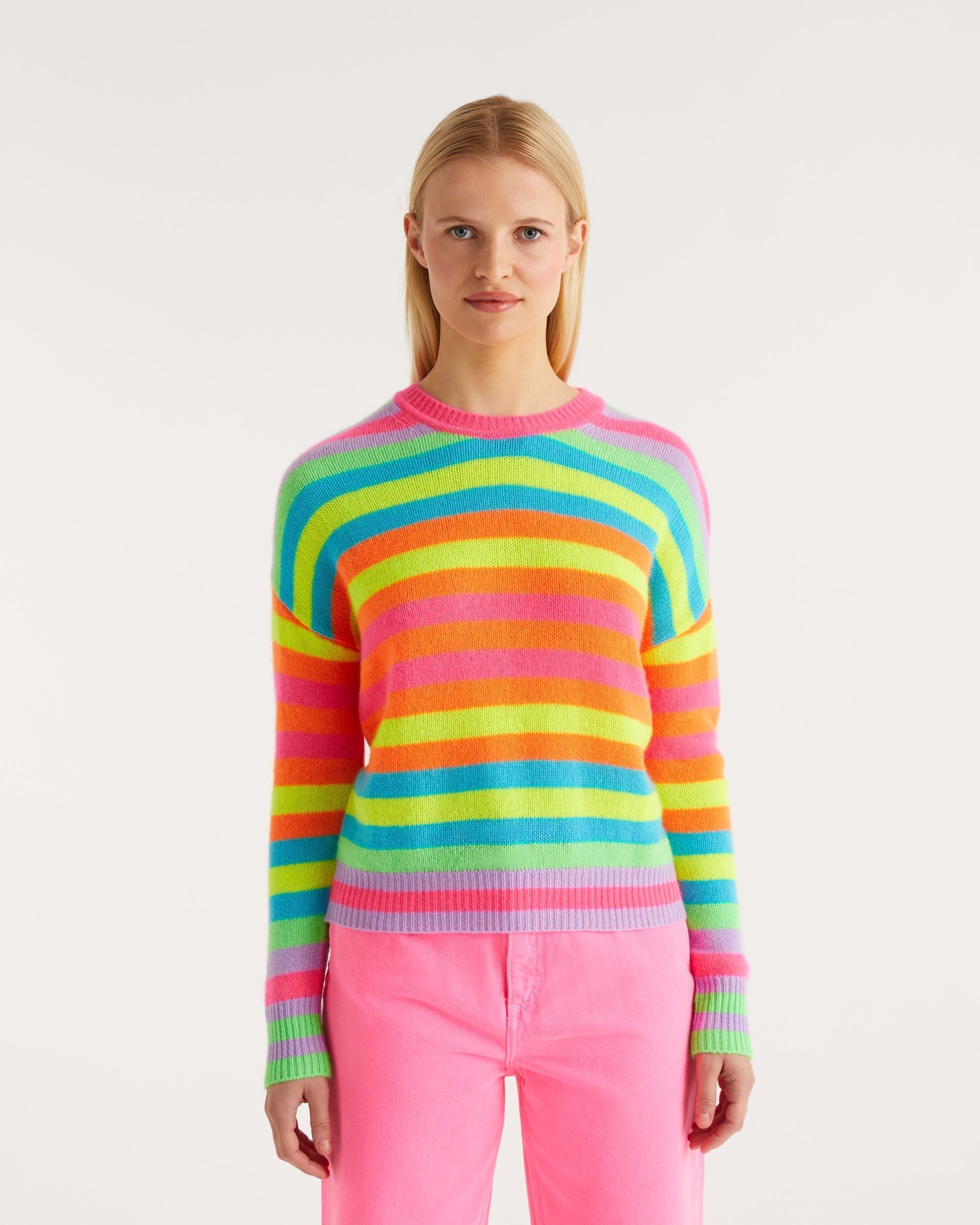 Pull à rayures multicolore en cachemire - Multicolored