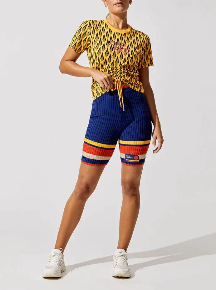Cycliste côtelé tricolore - 70 S Tennis Stripes