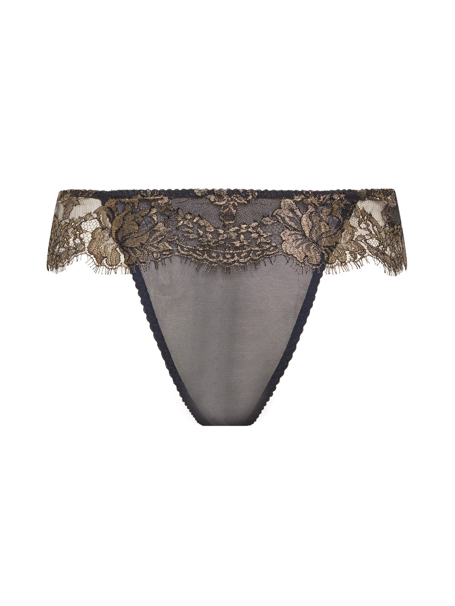 Tanga Splendide en soie - Océan & Or