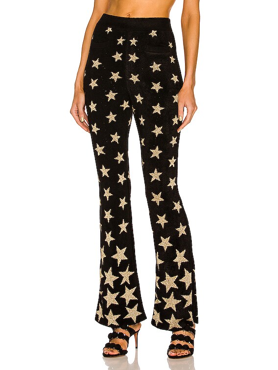 Pantalon évasé à motif étoiles - Light Gold & Black
