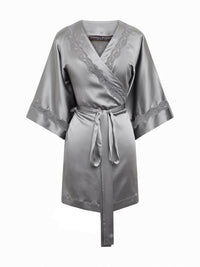 Peignoir Les intemporels en soie - Platinum & Anthracite