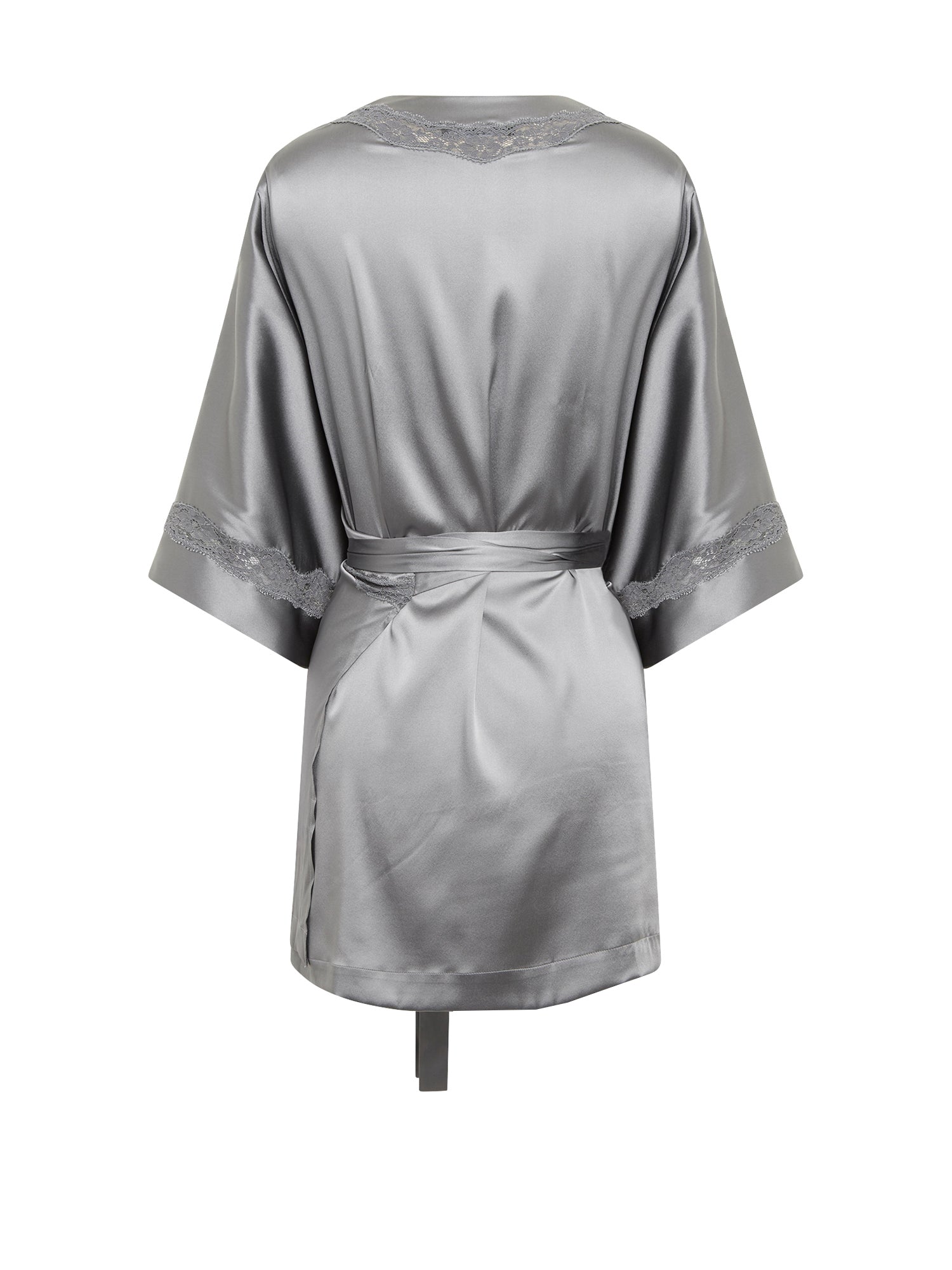 Peignoir Les intemporels en soie - Platinum & Anthracite