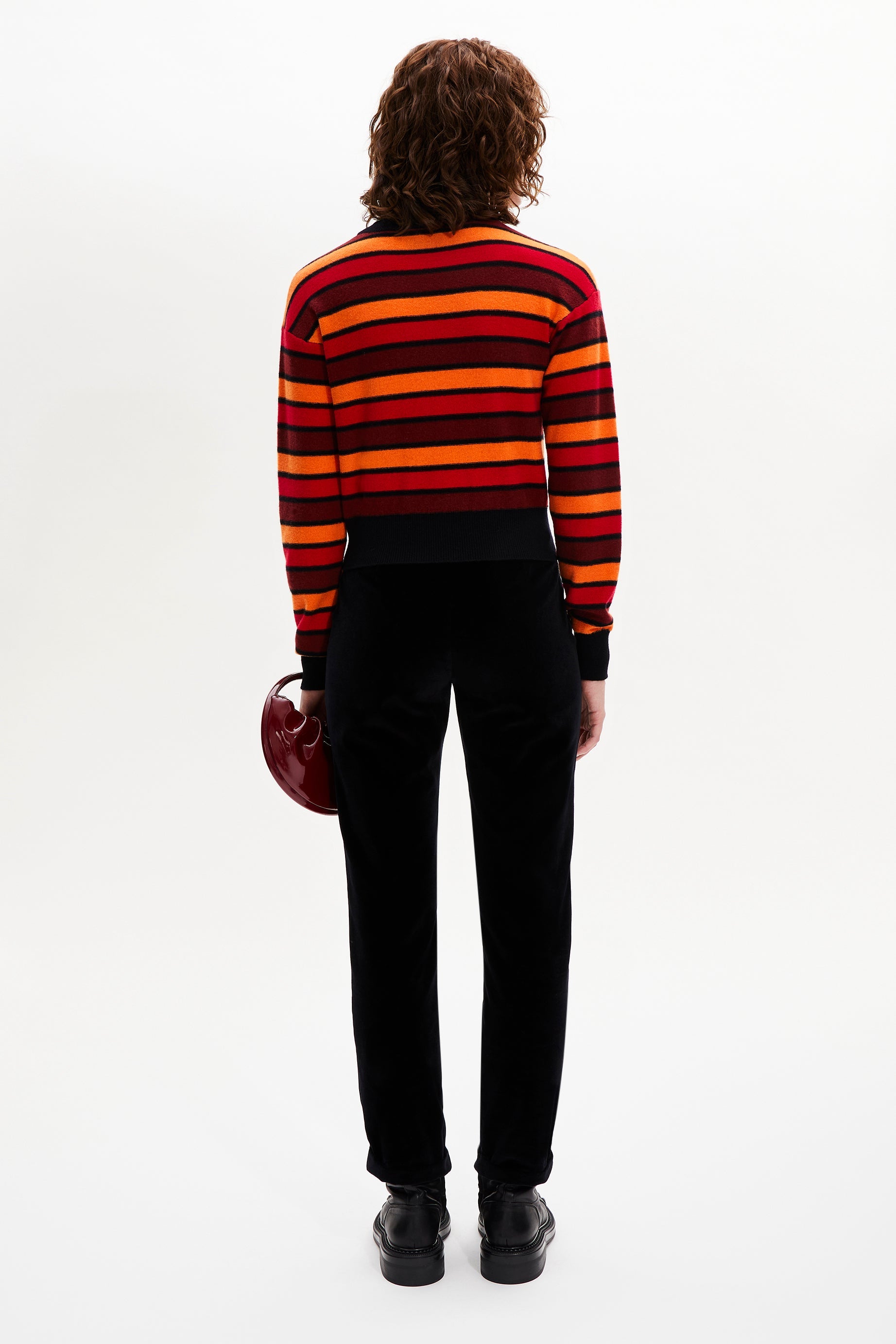 Pull Poor Boy manches longues en laine - Rouge & Orange