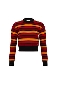 Pull Poor Boy manches longues en laine - Rouge & Orange